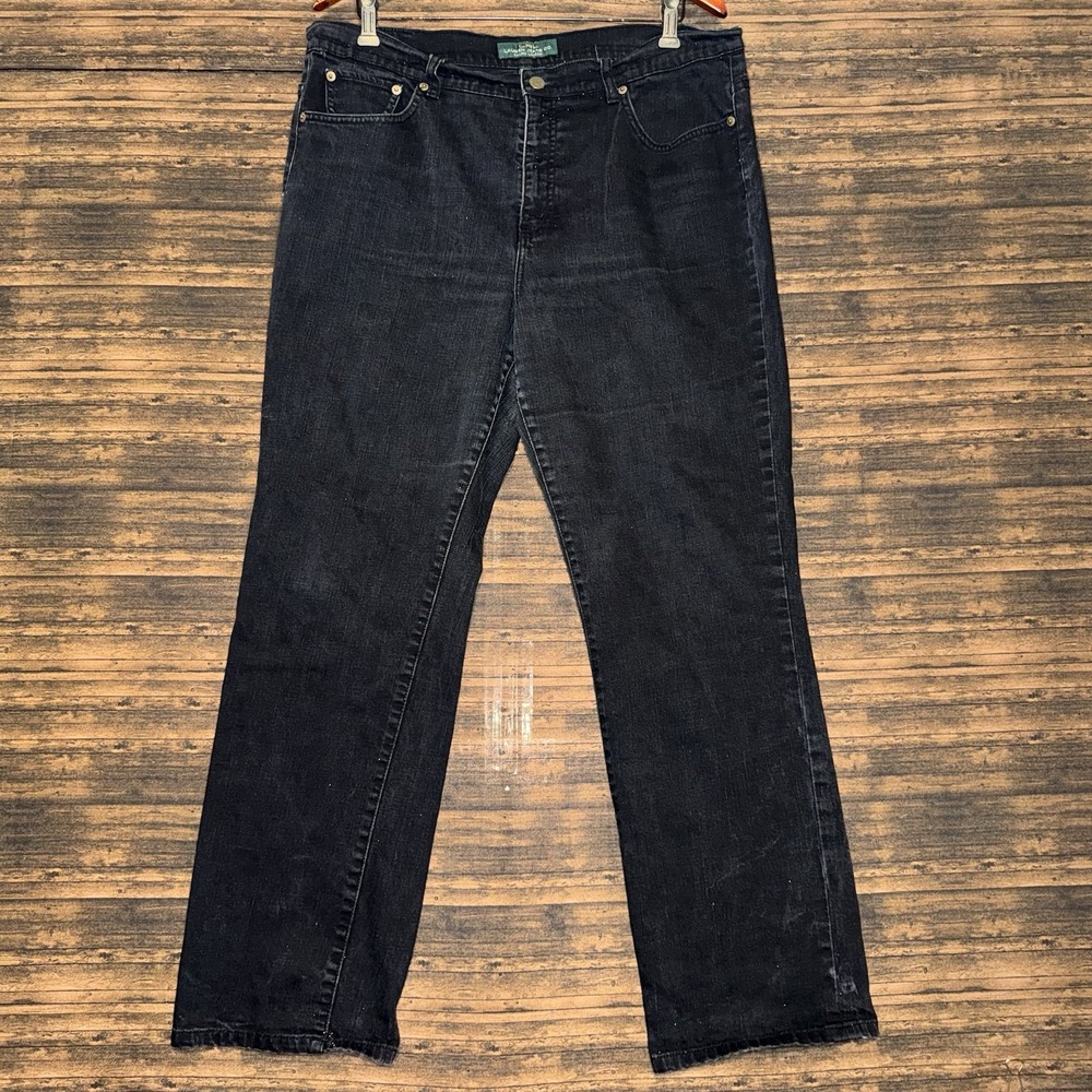 Lauren Jeans Co Jeans Womens 16 Black Straight Leg Cotton Denim